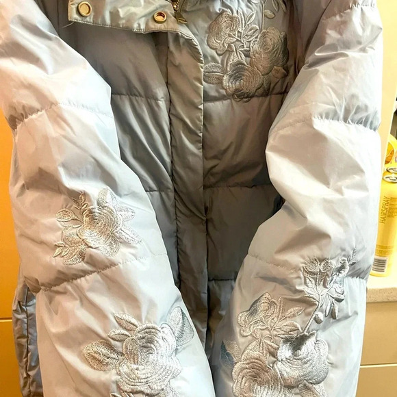 Rufuete Collection Light Blue Puffer Jacket Size M Mid Length - Picture 6 of 11